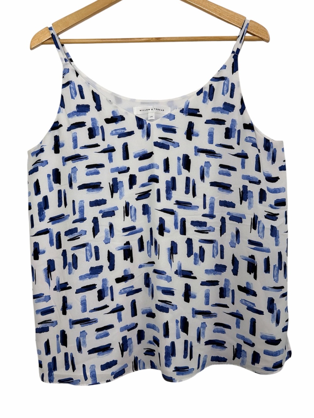 Willow & Thread Abstract Brushstroke Cami Tank Top White Blue L/G